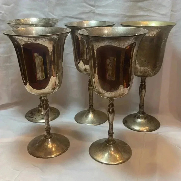 Vintage Silver Plated Goblets Set of 5 - Picture 3 of 4